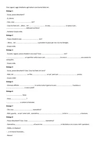 Passato prossimo - Cos'hai fatto ieri?