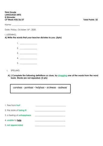 LA CP Week 35,36, and 37 Accomodations