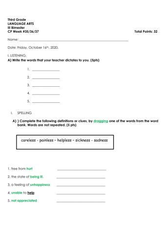 LA CP Week 35,36, and 37 Accomodations