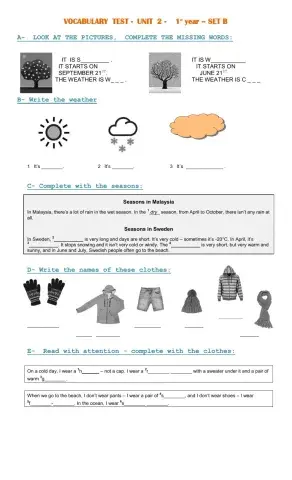 The weather, seasons and clothes