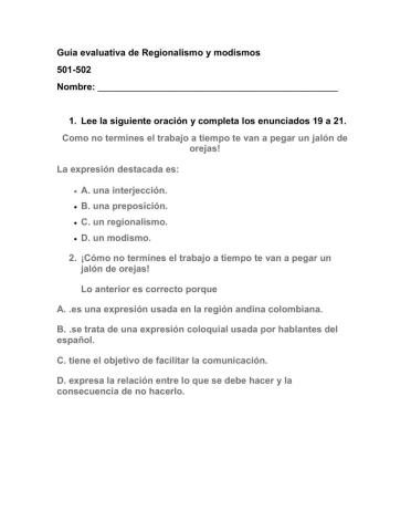 Modismos y Regionalismos