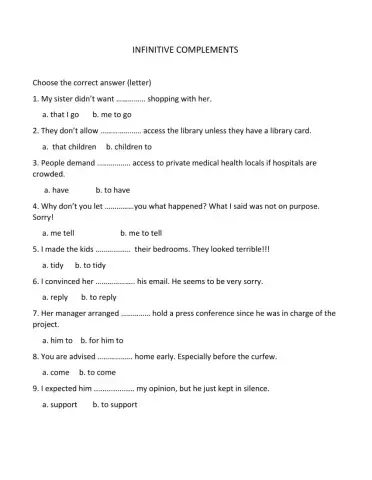 Infinitive complements