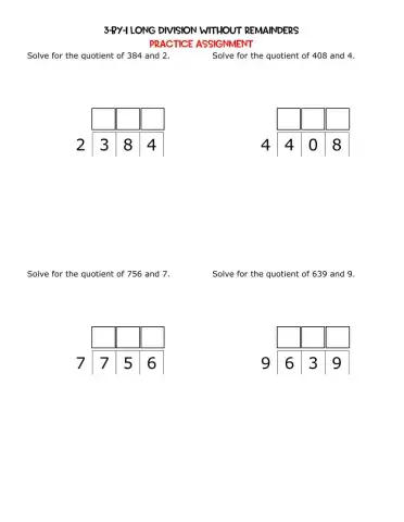 3-by-1 Long Division without Remainders