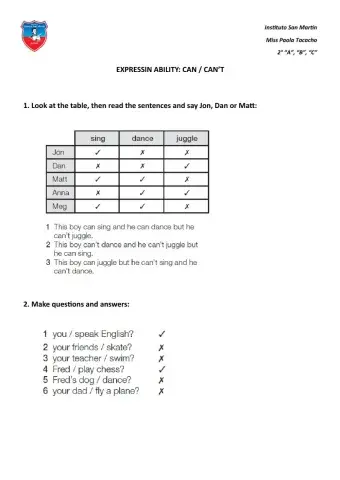 Expressin ability: Can - CEan't