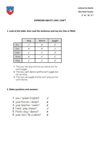 Expressin ability: Can - CEan't