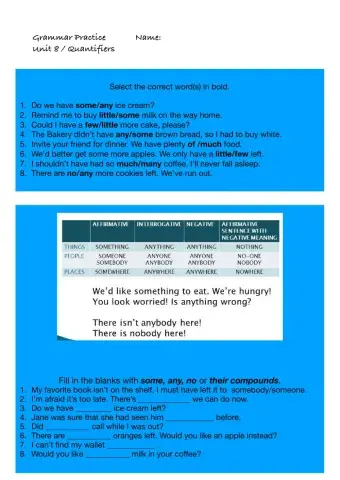 Quantifiers - Unit 8