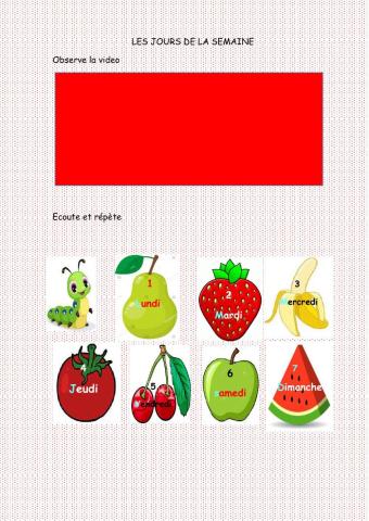 Les jours de la semain