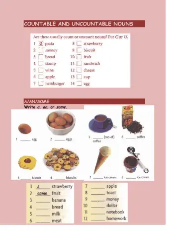 Count, uncount, some, any, a, an