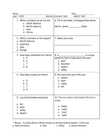 Social Studies Test
