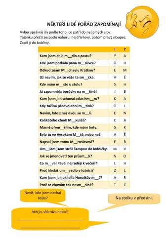 Vyjmenovaná slova M