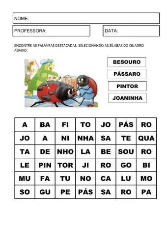 Caça-palavras Uma Joaninha Diferente