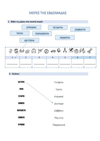Days of the week (μερες της εβδομαδας)