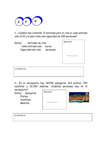 Problemas matemáticos de tercero