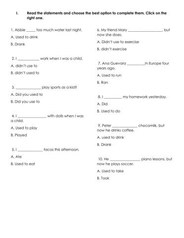 Used to vs simple past