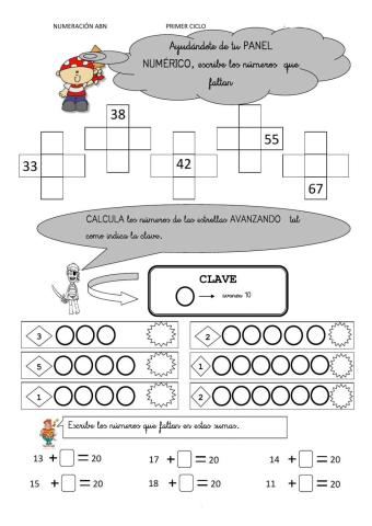 Ficha crucigrama tabla 100 ABN