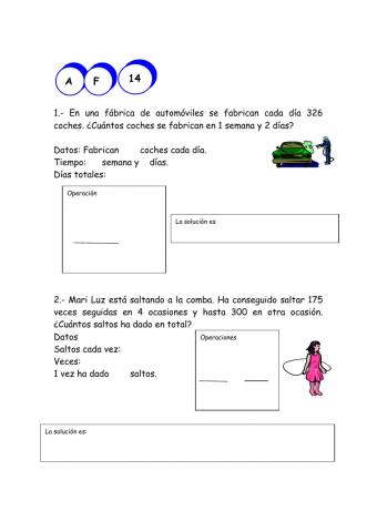 Problemas matemáticos de tercero