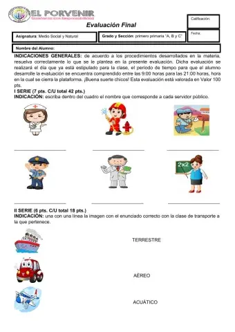 Evaluación Final Medio Social y Natural 