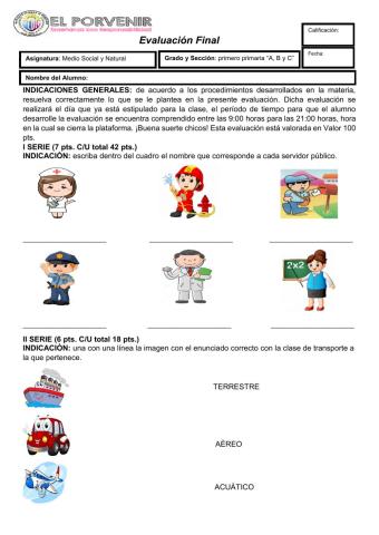 Evaluación Final Medio Social y Natural 