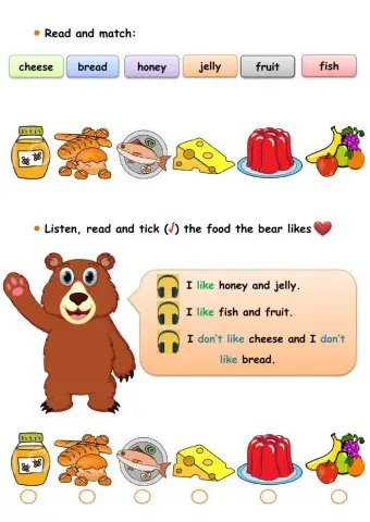 Starter - Food + I like - I don't like