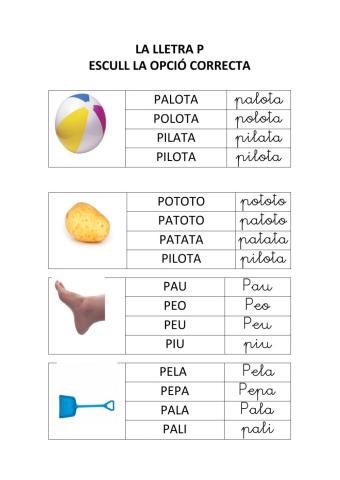 Paraules amb la lletra p i la lletra m