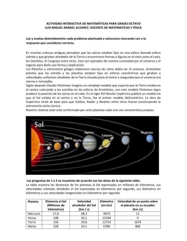 Prueba interactiva de matemáticas para grado 8°