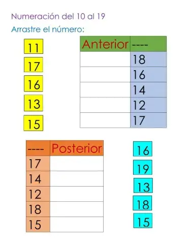 Numeración del 10 al 19
