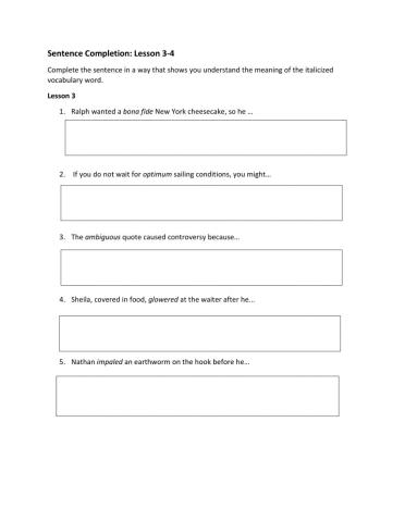 SAT Vocab 3-4 Sentence Completion