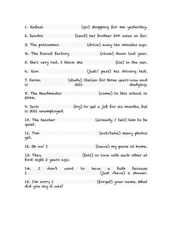 Simple past - present perfect - present perfect continuous