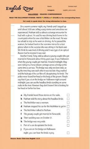 Halloween - reading comprehension