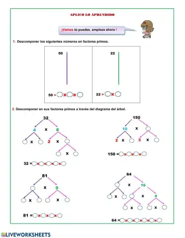Factorización prima por emdio de tabla y arbol de factores