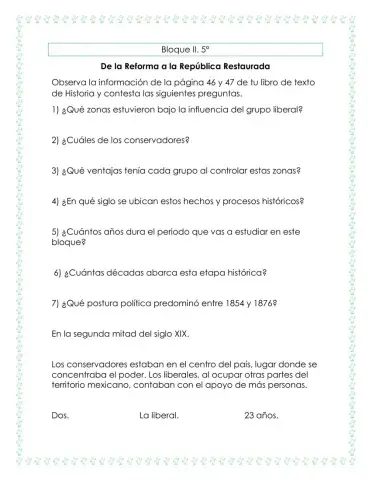 De la Reforma a la República Restaurada.