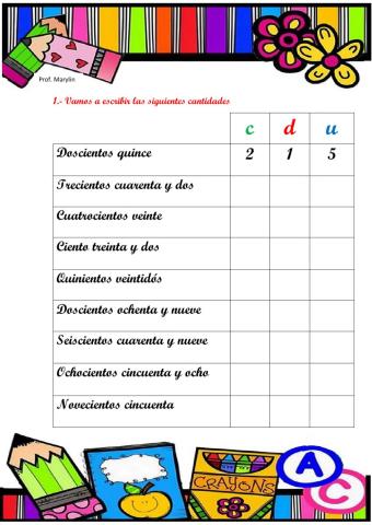 Escritura de centenas