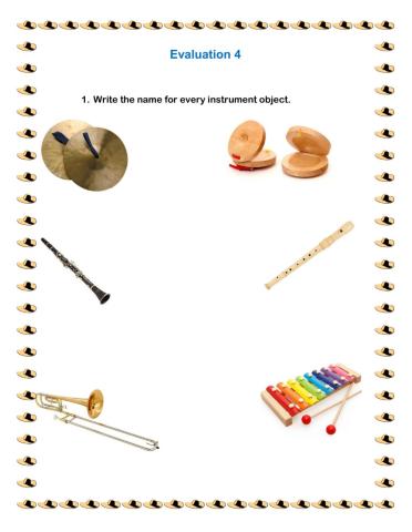 Evaluation about ing form and music vocabulary