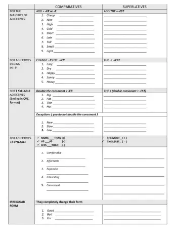 Comparatives and superlatives