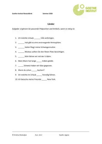 Lokale Präpositionen Länder