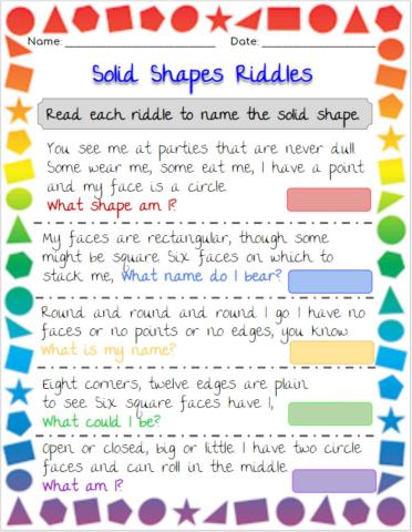 Solid Shapes Riddles