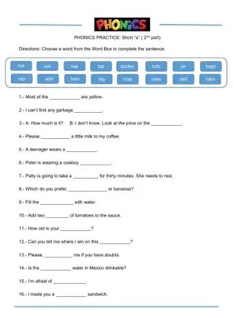 Phonics Short a (2nd part)
