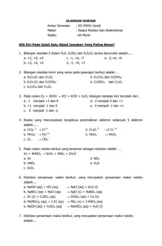 UH Reaksi Redoks dan Sel Volta