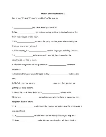 Modals Ability Exercise