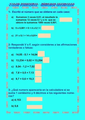 Valor posicional. Números decimales