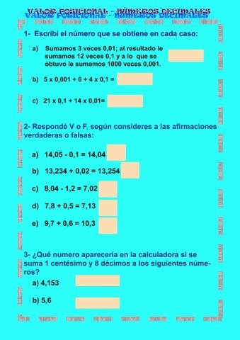 Valor posicional. Números decimales