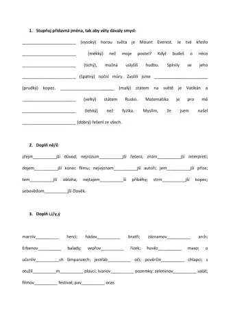 Opakování přídavných jmen