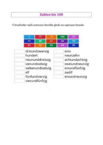 Zahlen bis 100