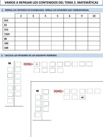 REPASO CONTENIDOS TEMA 2- MATEMÁTICAS