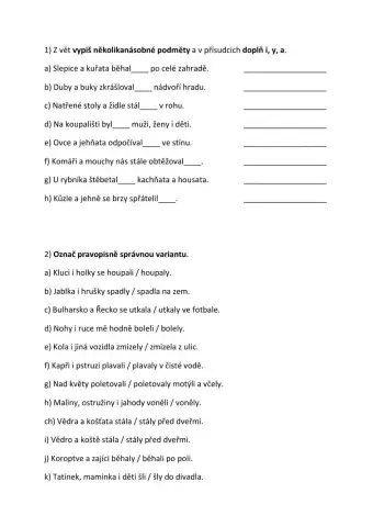 Shoda přísudku s několikanásobným podmětem