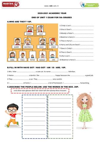 5th Grades Unit 1 End Test