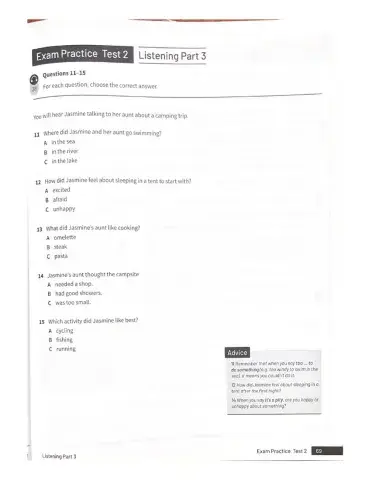 Listening ket test 2 part 3 4 and 5