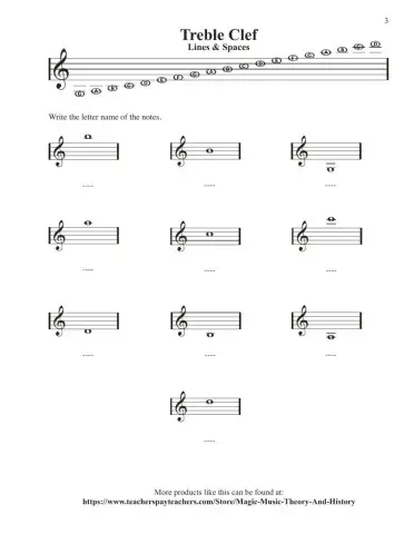 Treble Clef Ledger Lines 3