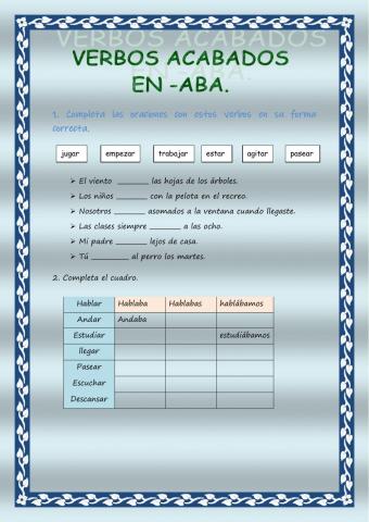 Verbos acabados en -aba