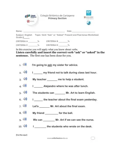 Verb Present and Past Tense